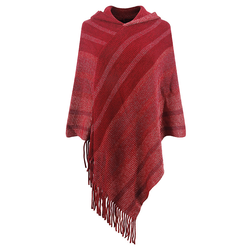 Knitted Tassel Shawl Cape For Women