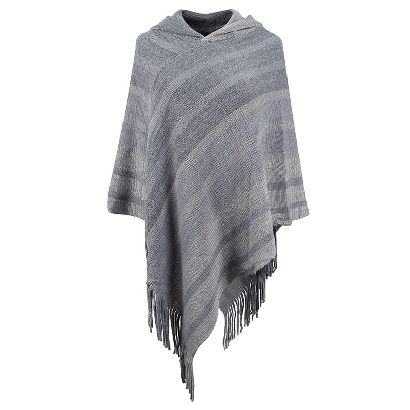 Knitted Tassel Shawl Cape For Women