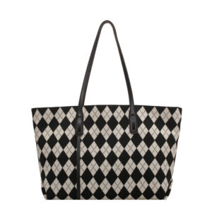 Fashion Shoulder Bag With Rhombus Print