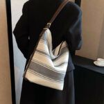 Chic Striped Shoulder Bag For Women