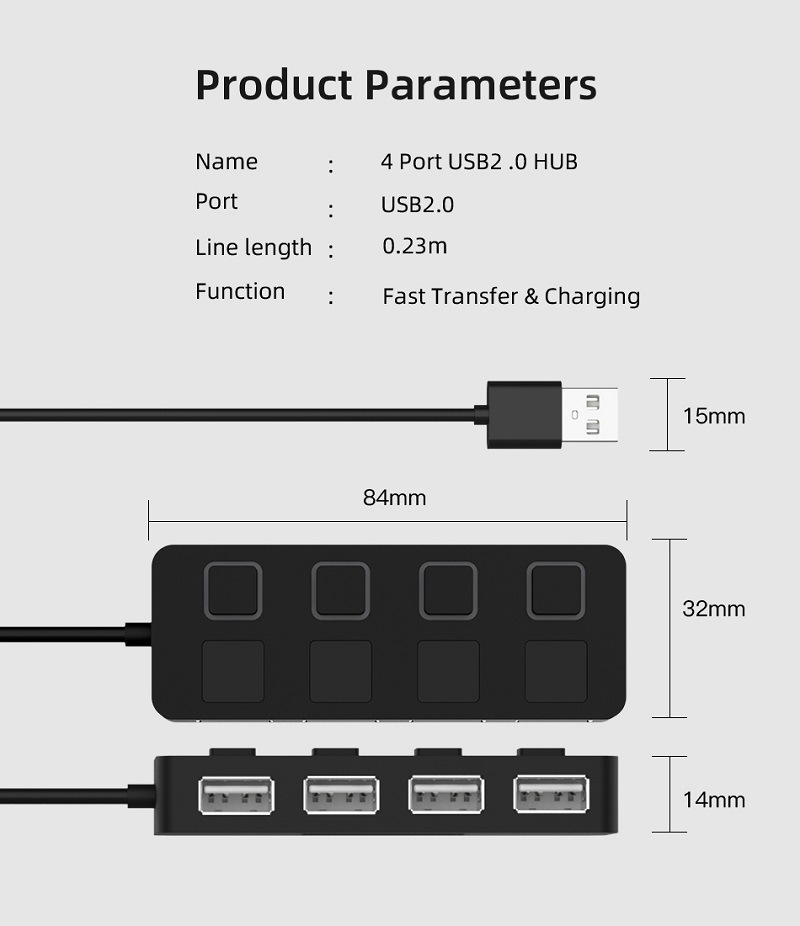 Multi-USB Splitter 4-port Hub