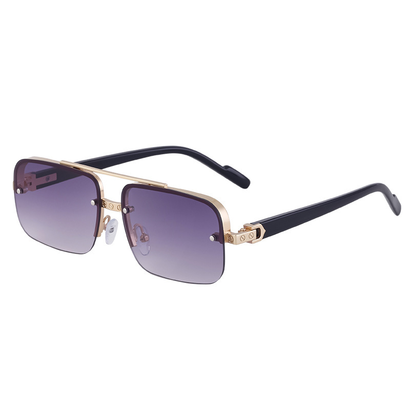 Retro Style Metal Sunglasses with Double Beam Elegance