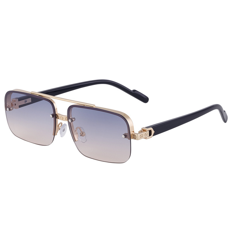 Retro Style Metal Sunglasses with Double Beam Elegance