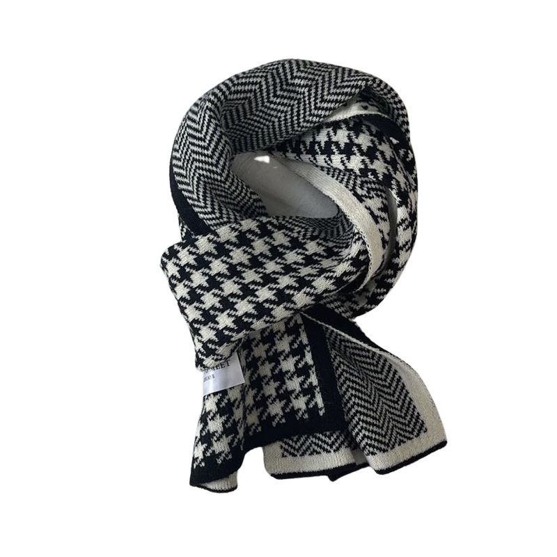 Knitted Double-sided Warm Woolen Scarf for Women