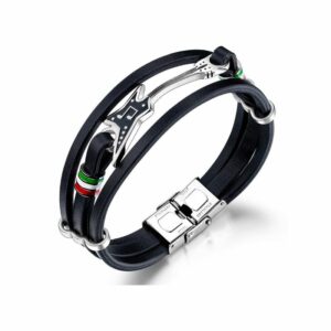 Rock electric guitar leather bracelet