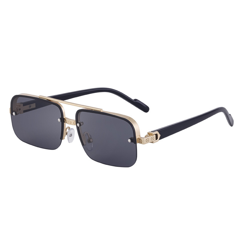 Retro Style Metal Sunglasses with Double Beam Elegance