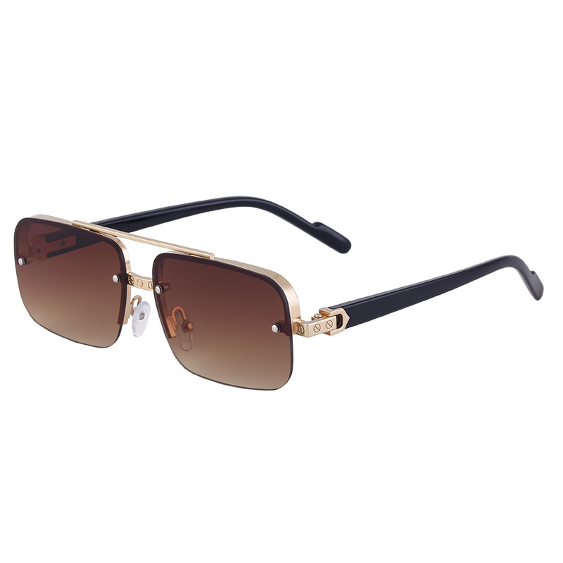 Retro Style Metal Sunglasses with Double Beam Elegance