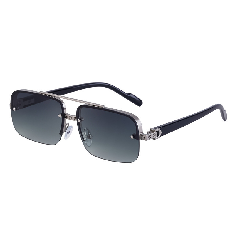 Retro Style Metal Sunglasses with Double Beam Elegance