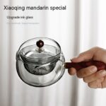 Semi-automatic Rotary Heat-resistant Glass Teapot With Infuser And Wooden Handle