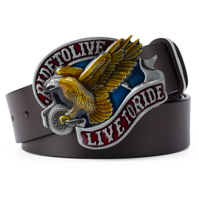 Men's Casual Leather Belt With Big Eagle Buckle