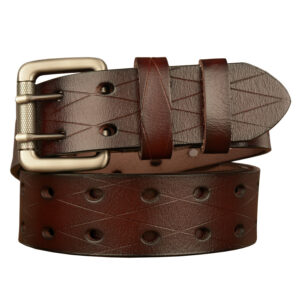 Men's Casual Leather Belt With Double Pin Buckle