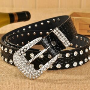 Rhinestone-embellished wide belt