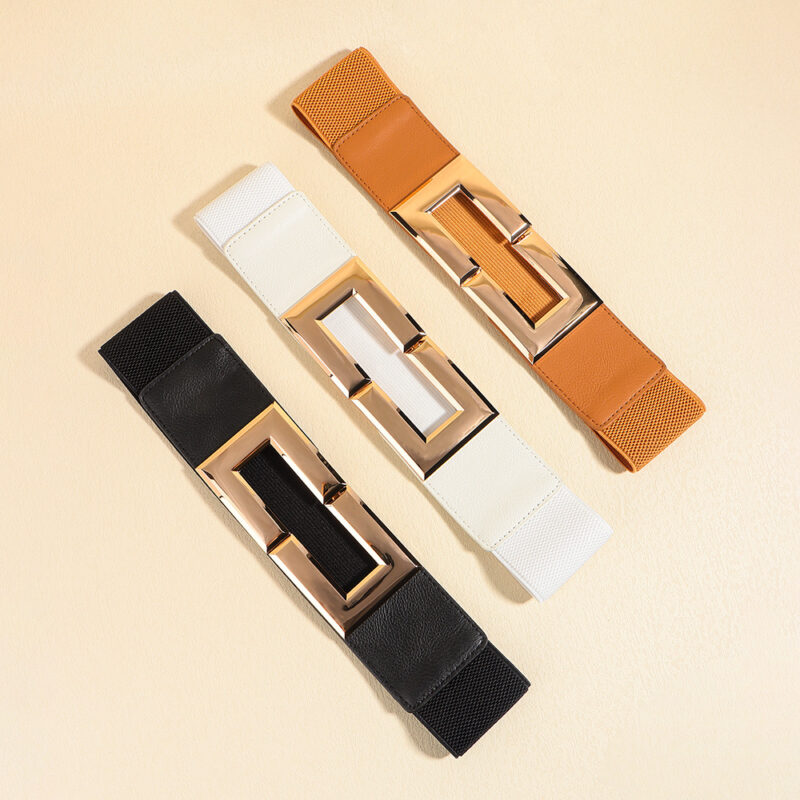 Women's Elastic Wide Belt With Square Buckle