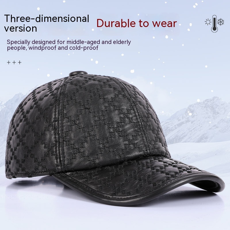 Men's Black Plaid Winter Cap