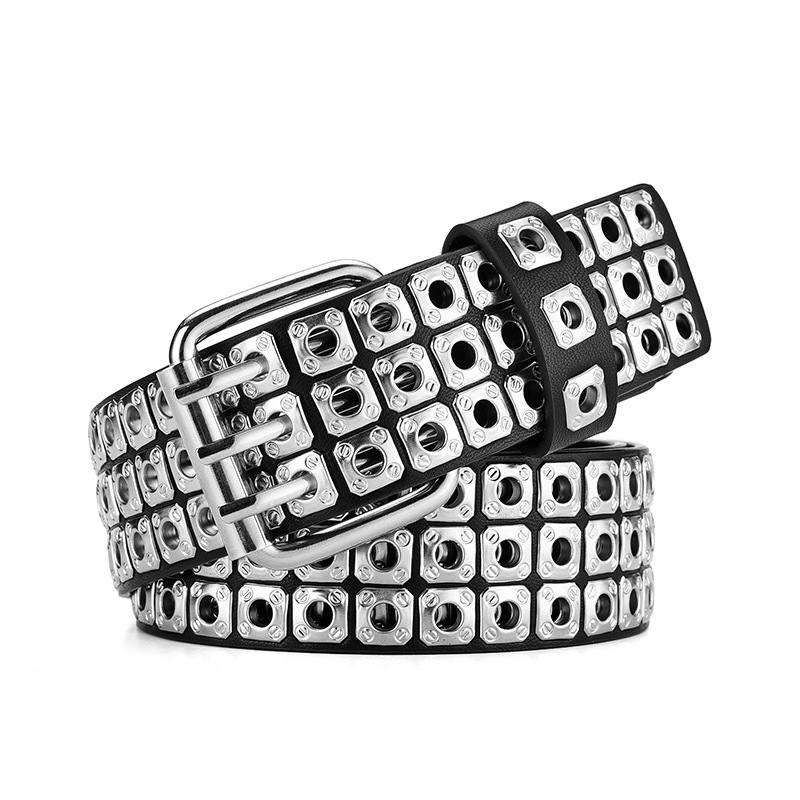 Women's Stylish Wide Punk Rivet Belt With Air Holes