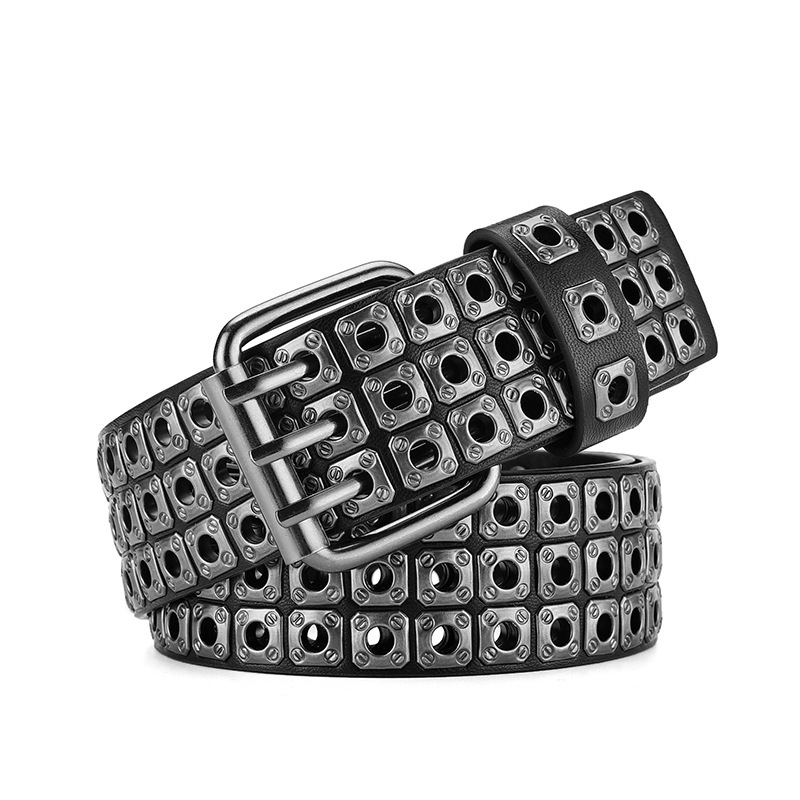 Women's Stylish Wide Punk Rivet Belt With Air Holes