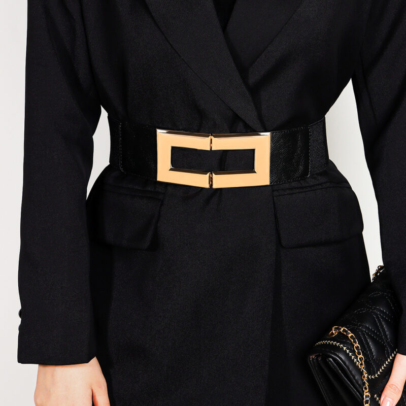 Women's Elastic Wide Belt With Square Buckle