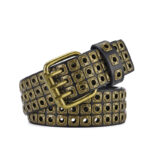 Women's Stylish Wide Punk Rivet Belt With Air Holes