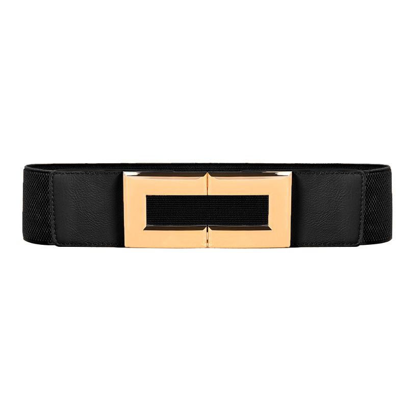 Women's Elastic Wide Belt With Square Buckle