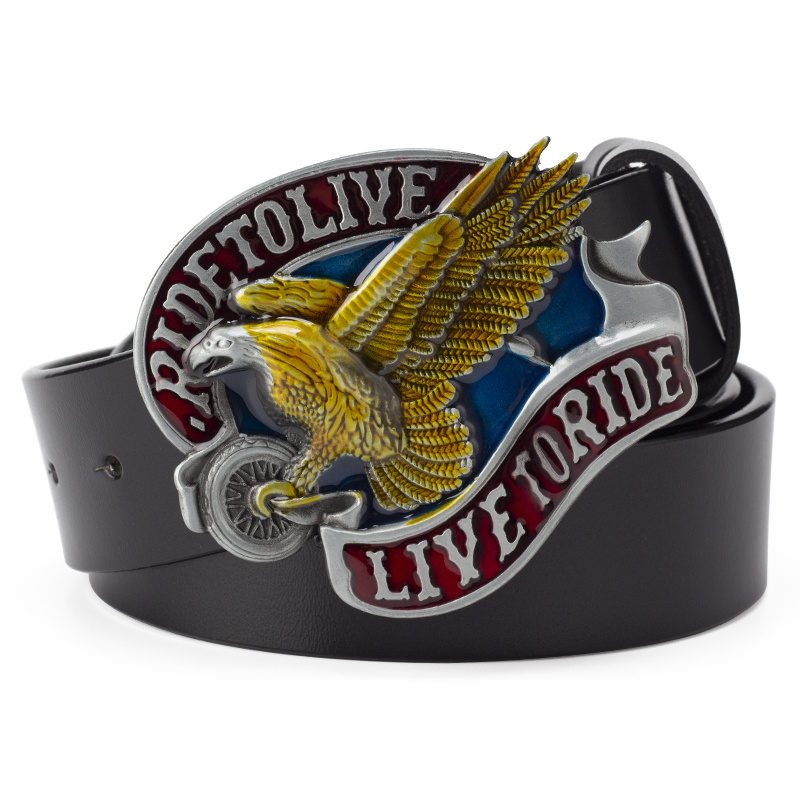 Men's Casual Leather Belt With Big Eagle Buckle