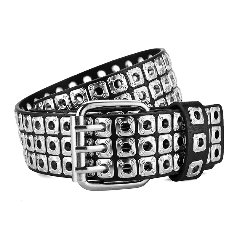 Women's Stylish Wide Punk Rivet Belt With Air Holes