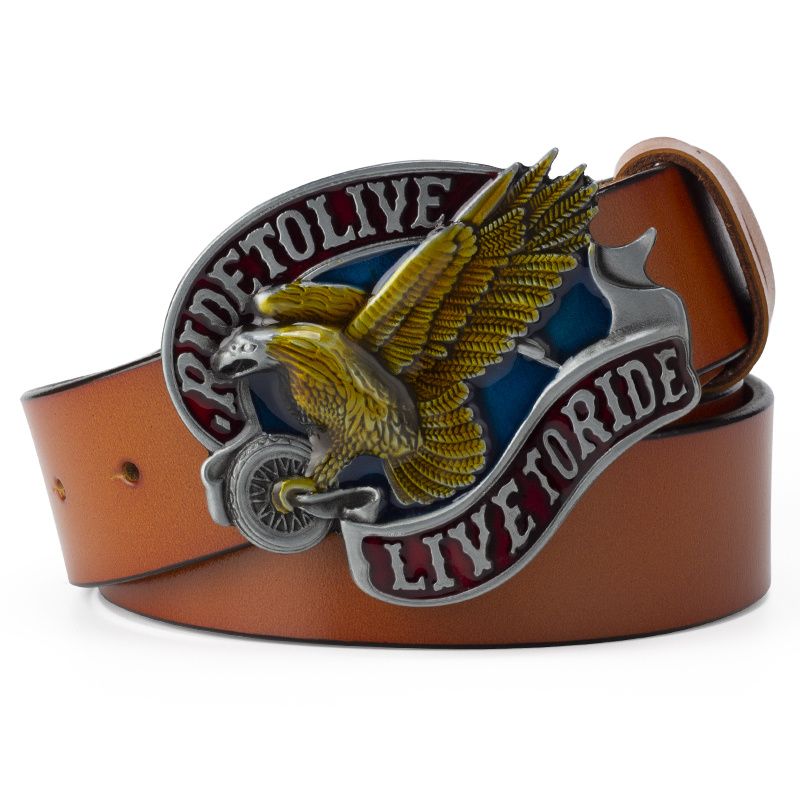 Men's Casual Leather Belt With Big Eagle Buckle