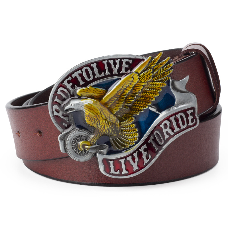 Men's Casual Leather Belt With Big Eagle Buckle