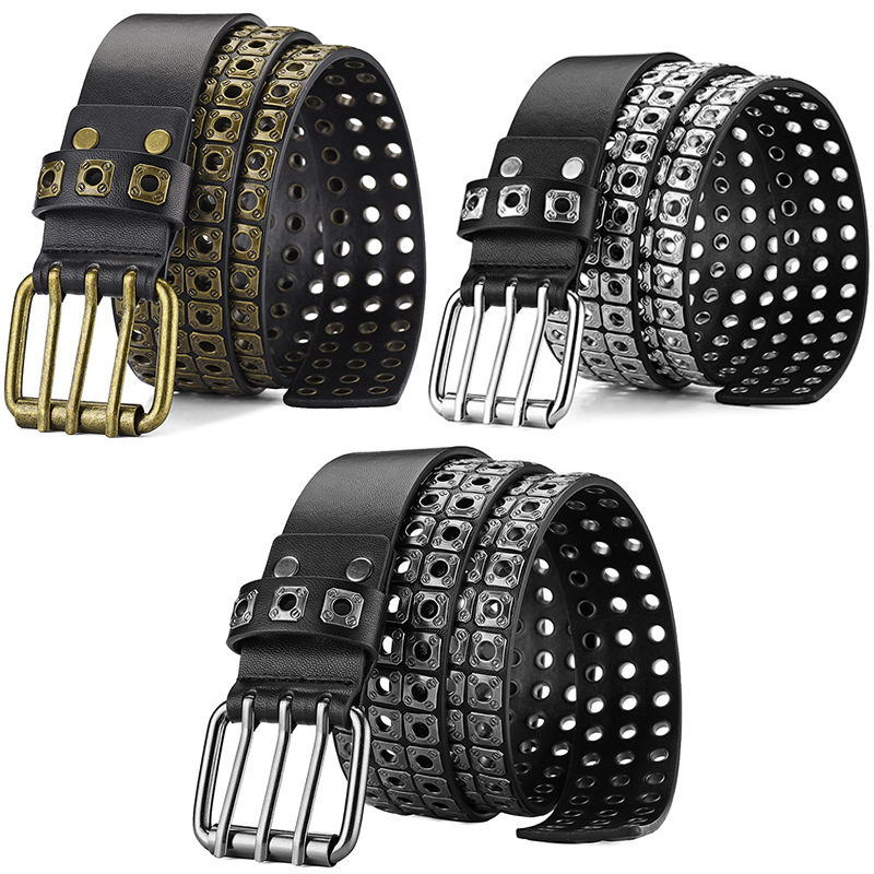 Women's Stylish Wide Punk Rivet Belt With Air Holes