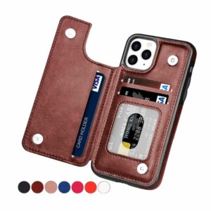 iPhone Solid Color Leather Protective Covers With Card Slots