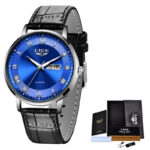 LIGE Thin Quartz Dual Calendar Waterproof Watch