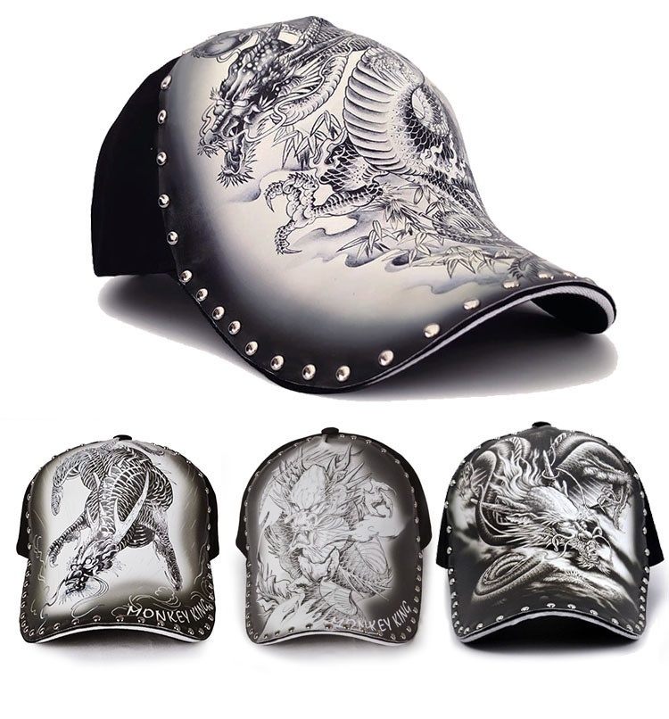 Personalized Stylish Dragon Print Peaked Cap