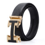 Business Style Men's Black Leather Belt