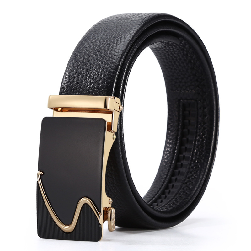 Business Style Men's Black Leather Belt