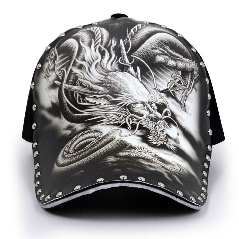 Personalized Stylish Dragon Print Peaked Cap