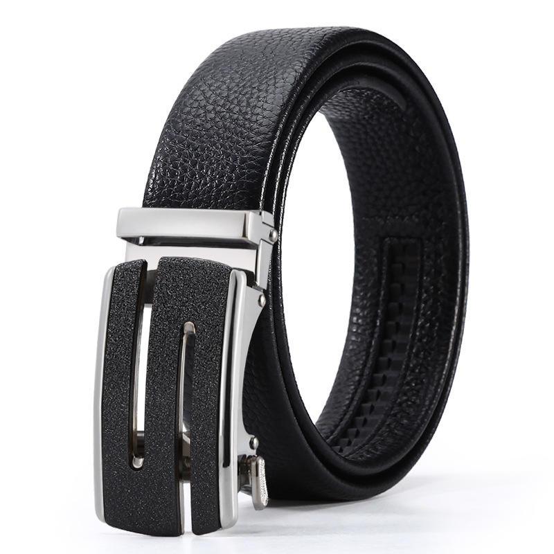 Business Style Men's Black Leather Belt