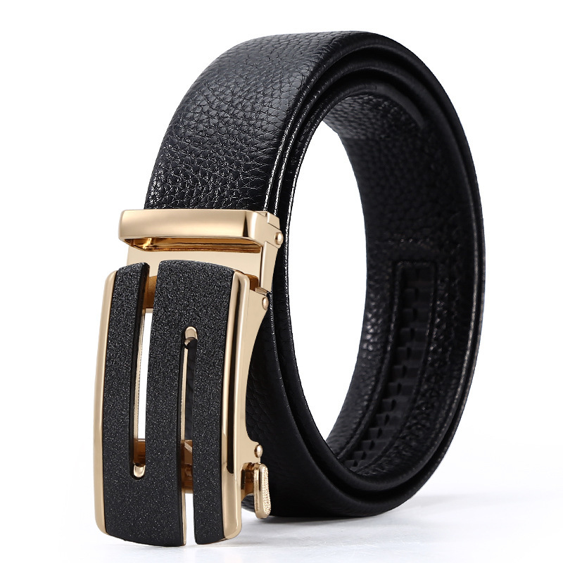 Business Style Men's Black Leather Belt