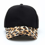 Women's Leopard Print Baseball Cap - Black