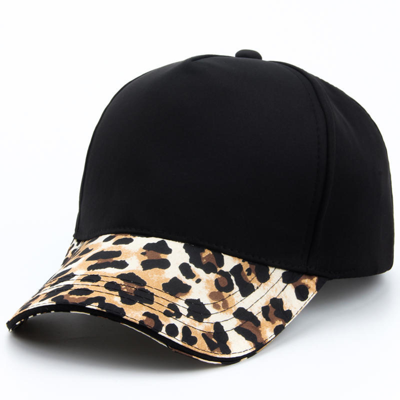 Women's Leopard Print Baseball Cap - Black