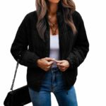 Women's Velvet Solid Color Pit Strip Zipper Fashion Jacket