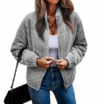 Women's Velvet Solid Color Pit Strip Zipper Fashion Jacket