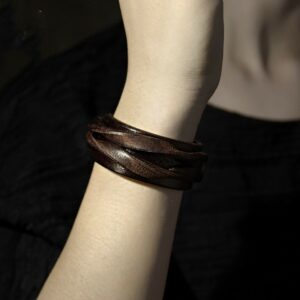 Leather Bracelet - Black Coffee Retro Style