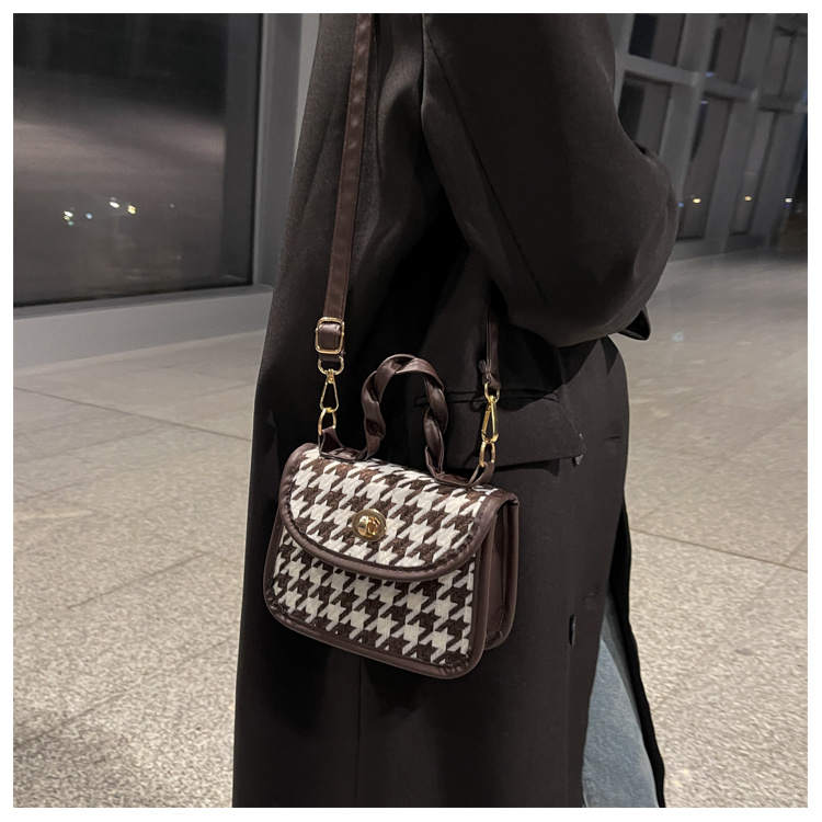 Small Houndstooth Crossbody Bag - Black, Brown Or Coffee