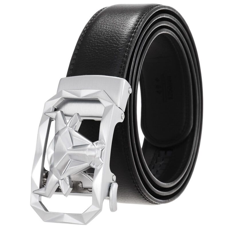 Men's Leather Belt with Alloy Buckle