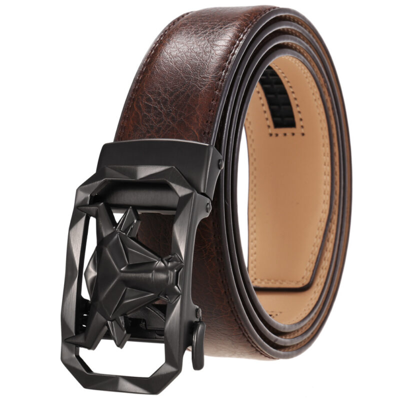 Men's Leather Belt with Alloy Buckle