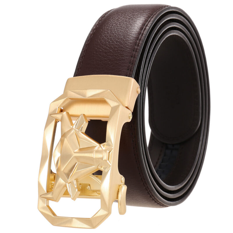 Men's Leather Belt with Alloy Buckle