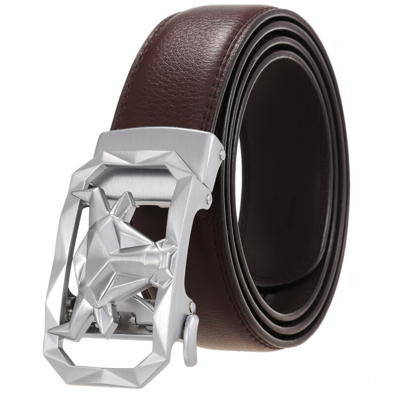 Men's Leather Belt with Alloy Buckle