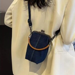 Denim Messenger Bag - Women's Handbag