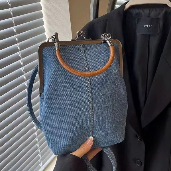 Denim Messenger Bag - Women's Handbag