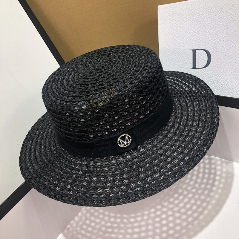 women’s wide brim straw hat black minimalist summer style