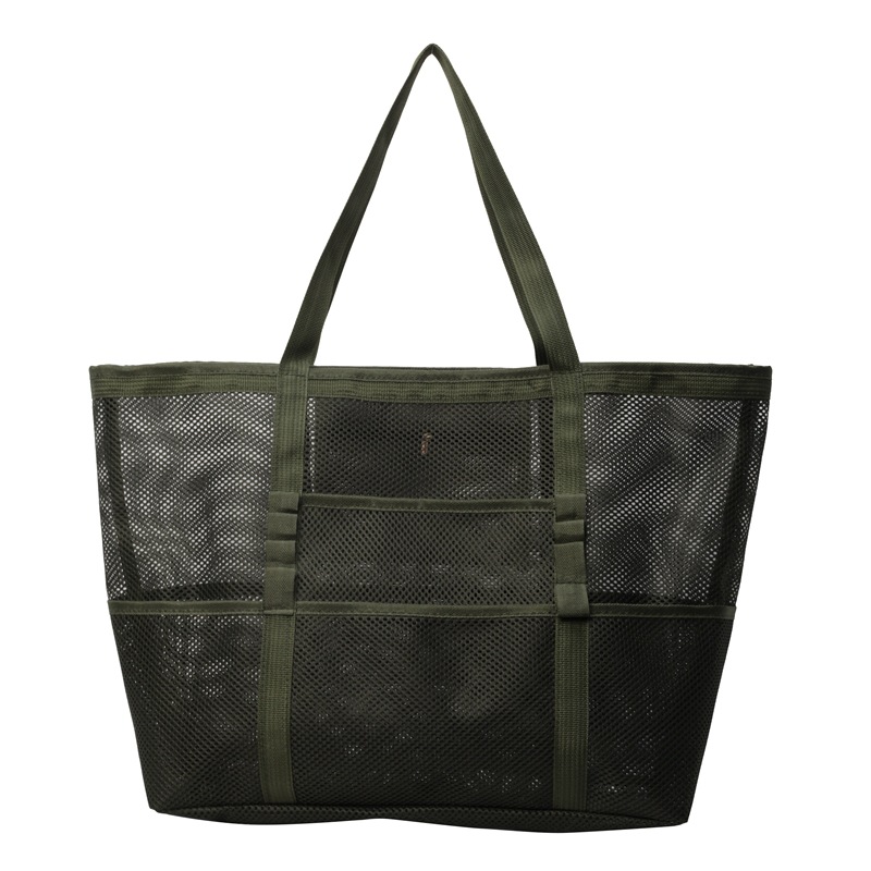 velká plážová taška ze síťoviny, minimalistická zelená